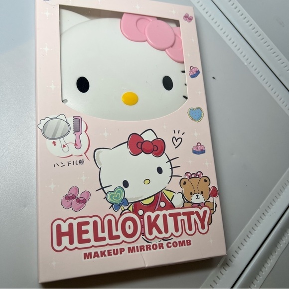 Hello Kitty Accessories - Hello Kitty Make Up Mirror Comb Pink White Gift Birthday